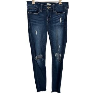 Stevie Hender Dark Blue Cotton Blend Distressed Women’s Skinny Jeans
